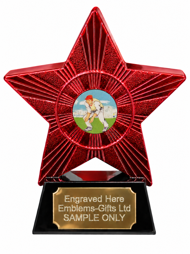 Red Superstar Cricket Fielder Resin Trophy 140 x 125mm (A3)