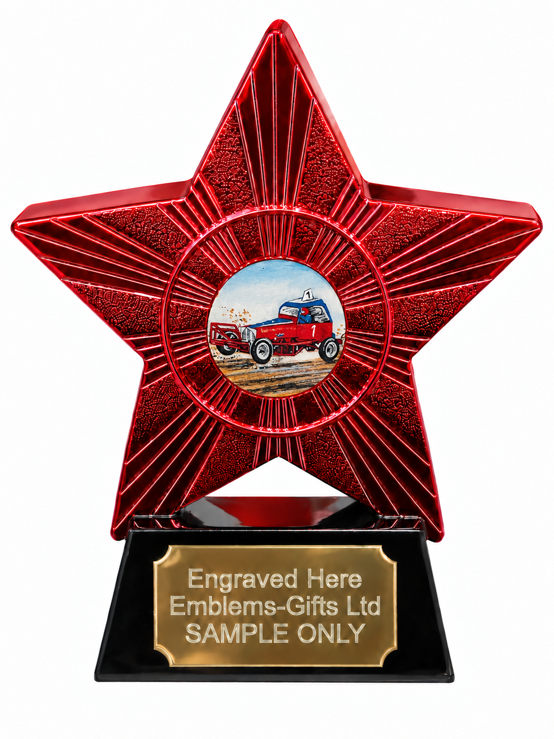 Red Superstar Stock Car Racing Resin Trophy 140 x 125mm (A3)