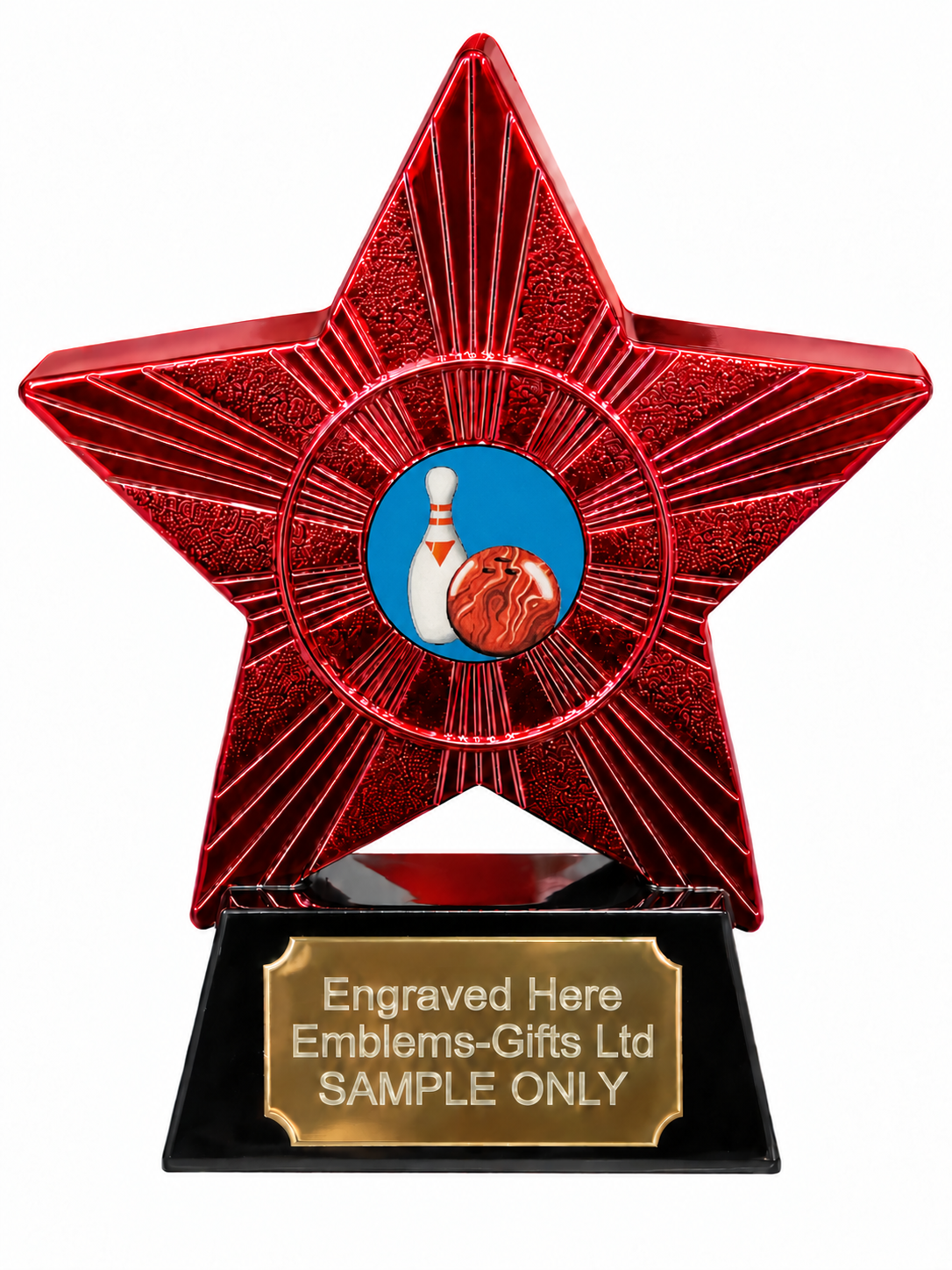Red Superstar Ten Pin Bowling Red Ball Resin Trophy 140 x 125mm (A3)