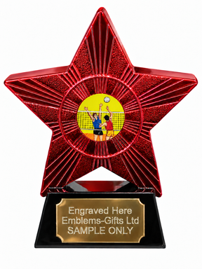 Red Superstar Volleyball Match Resin Trophy 140 x 125mm (A3)