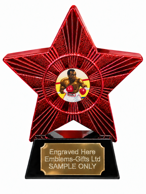 Red Superstar Boxer Red Gloves Resin Trophy 140 x 125mm (A3)