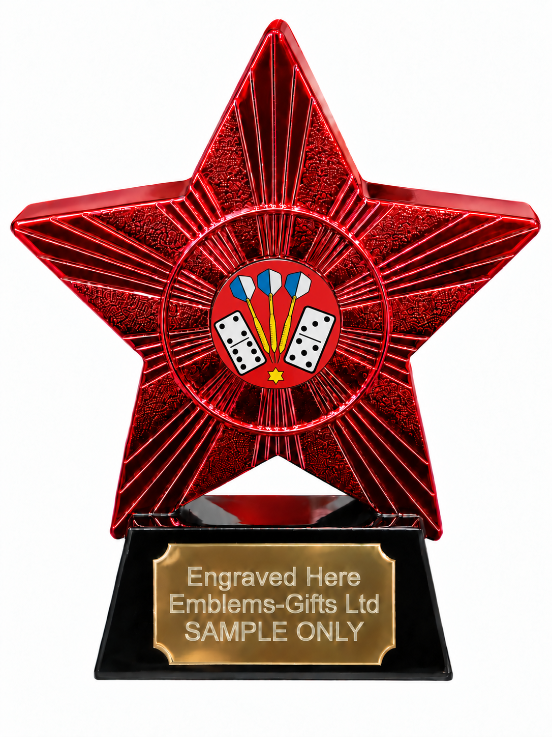 Red Superstar Darts and Dominoes Resin Trophy 140 x 125mm (A3)
