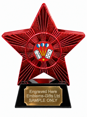 Red Superstar Darts and Dominoes Resin Trophy 140 x 125mm (A3)