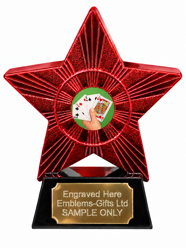 Red Superstar Playing Cards Hand Resin Trophy 140 x 125mm (A3)
