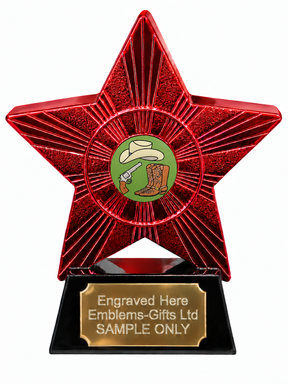 Red Superstar Western Cowboy Resin Trophy 140 x 125mm (A3)