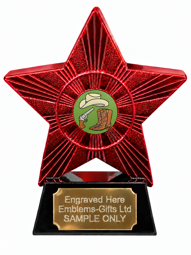 Red Superstar Western Cowboy Resin Trophy 140 x 125mm (A3)