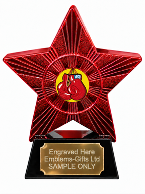 Red Superstar Hanging Boxing Gloves Resin Trophy 140 x 125mm (A3)
