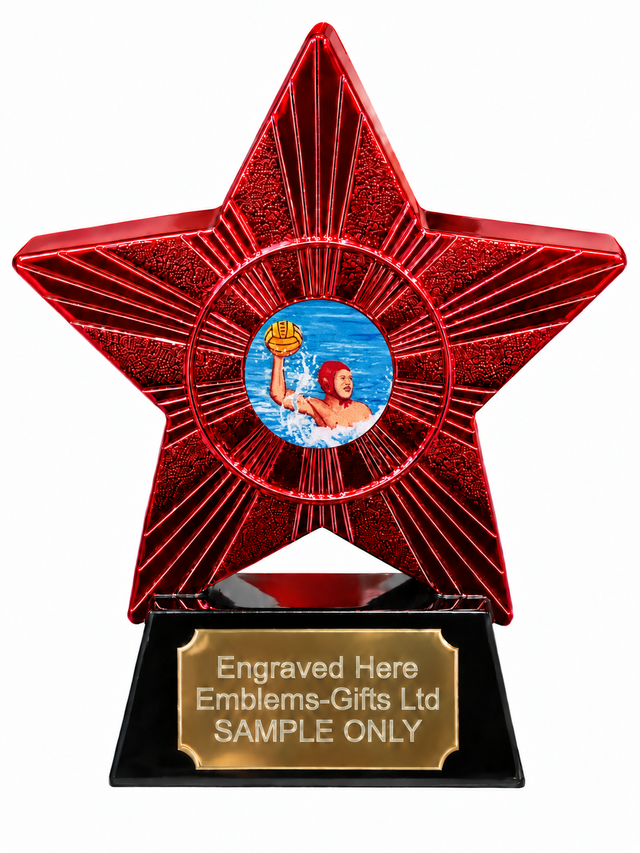 Red Superstar Water Polo Resin Trophy 140 x 125mm (A3)