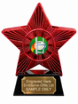 Red Superstar Rugby Ball Through Posts Resin Trophy 140 x 125mm (A3)