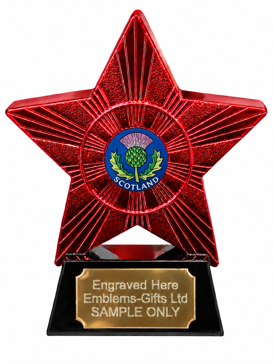 Red Superstar Scotland Thistle Resin Trophy 140 x 125mm (A3)