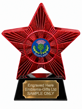 Red Superstar Scotland Thistle Resin Trophy 140 x 125mm (A3)