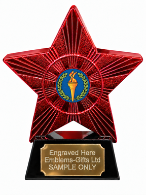 Red Superstar Torch and Laurel Resin Trophy 140 x 125mm (A3)