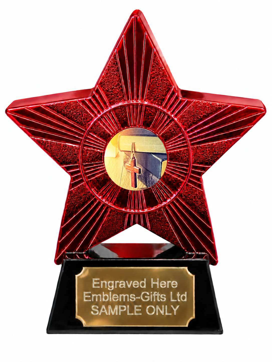Red Superstar Christian Cross and Bible Resin Trophy 140 x 125mm (A3)