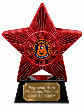 Red Superstar Halloween Pumpkin Sweet Bucket Resin Trophy 140 x 125mm (A3)