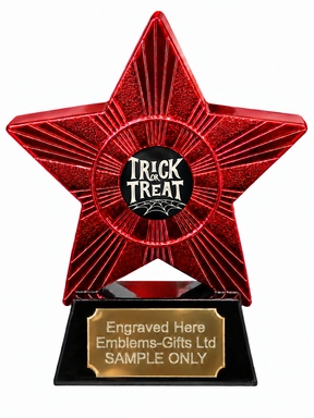 Red Superstar Trick or Treat Spider Web Resin Trophy 140 x 125mm (A3)