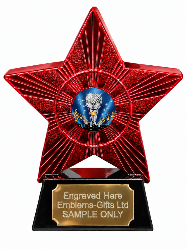 Red Superstar Singing Microphone Resin Trophy 140 x 125mm (A3)