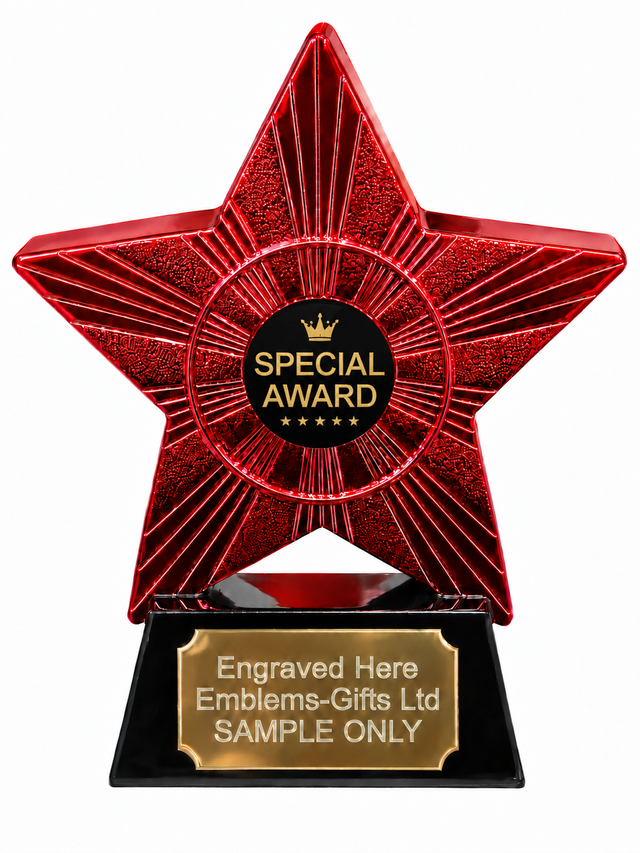 Red Superstar Special Award Crown and Stars Resin Trophy 140 x 125mm (A3)