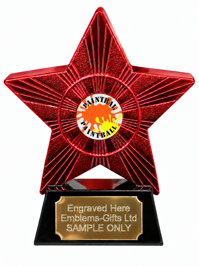Red Superstar Paintball Splashes Resin Trophy 140 x 125mm (A3)