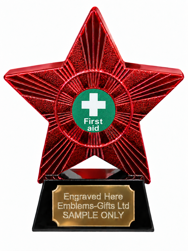 Red Superstar First Aid Resin Trophy 140 x 125mm (A3)