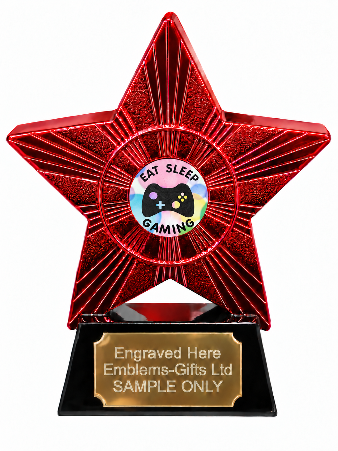 Red Superstar Eat Sleep Gaming Resin Trophy 140 x 125mm (A3)