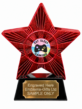Red Superstar Eat Sleep Gaming Resin Trophy 140 x 125mm (A3)