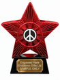 Red Superstar Peace Symbol Resin Trophy 140 x 125mm (A3)