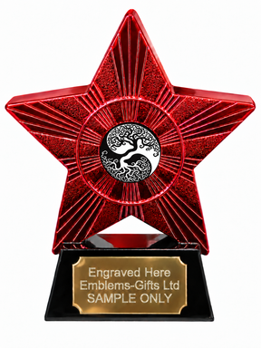 Red Superstar Yin Yang Trees Resin Trophy 140 x 125mm (A3)