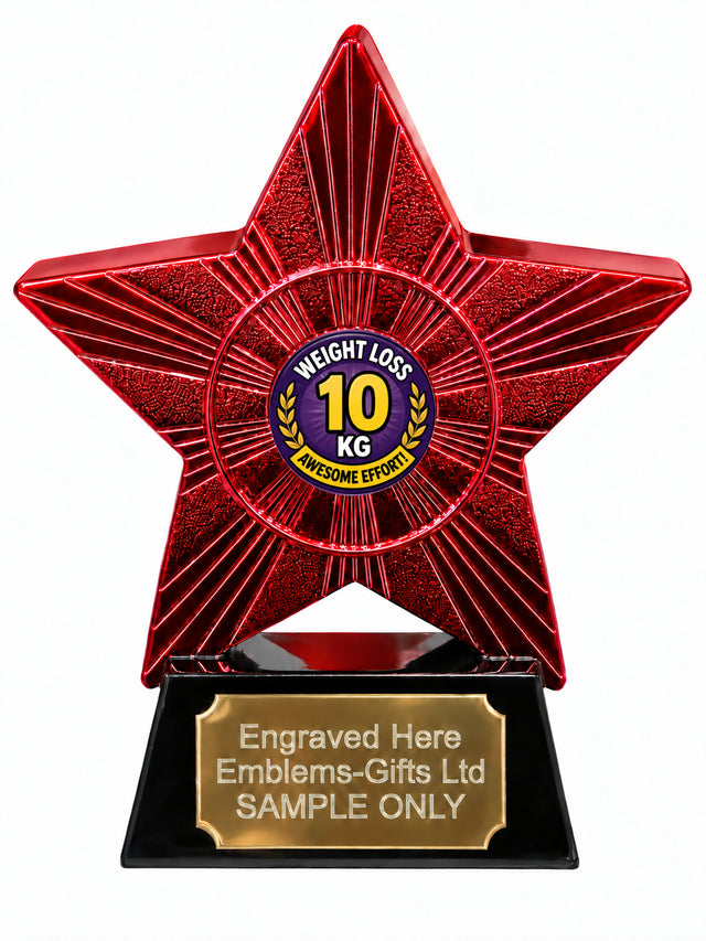 Red Superstar Weight Loss 10kg Resin Trophy 140 x 125mm (A30)