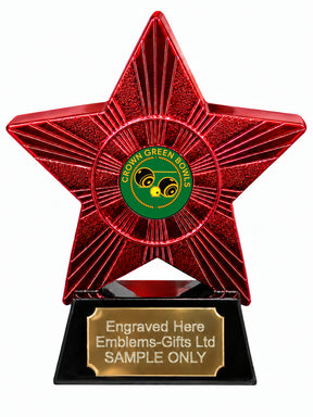 Red Superstar Crown Green Bowls Resin Trophy 140 x 125mm (A31)
