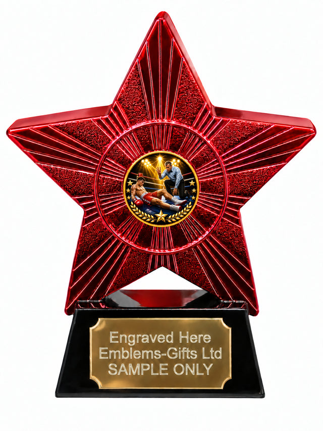 Red Superstar Boxing Knockout Resin Trophy 140 x 125mm (A31)