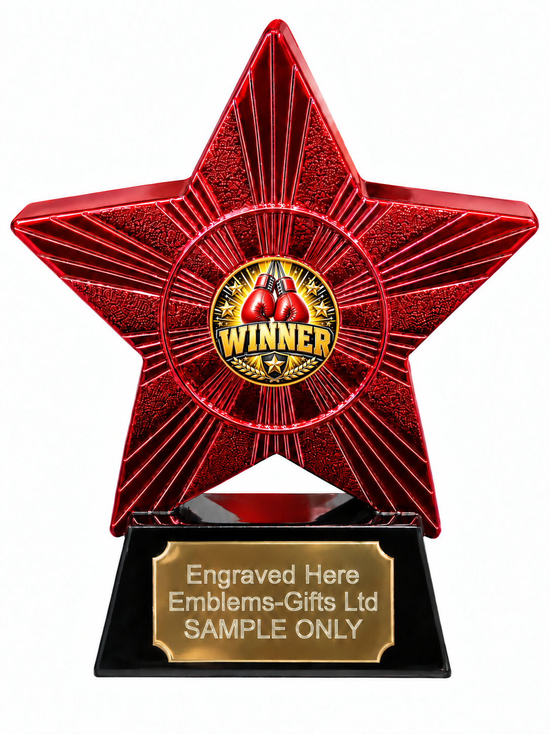 Red Superstar Boxing Gloves Winner Resin Trophy 140 x 125mm (A31)