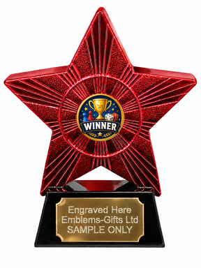 Red Superstar Board Games Winner Resin Trophy 140 x 125mm (A31)