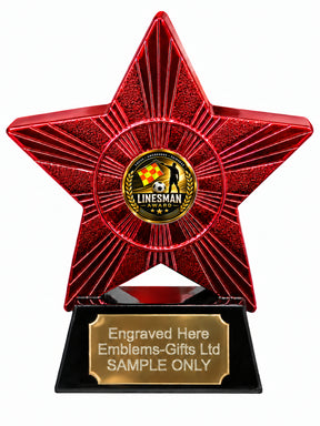 Red Superstar Football Linesman Gold Award Resin Trophy 140 x 125mm (A31)