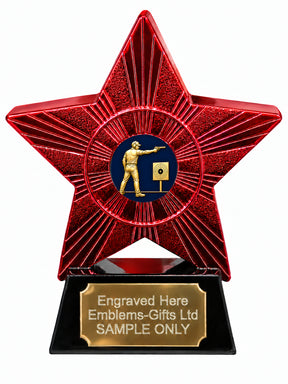 Red Superstar Pistol Target Shooting Resin Trophy 140 x 125mm (A31)