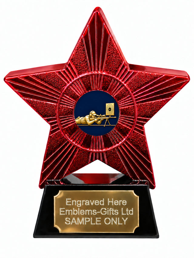 Red Superstar Rifle Target Shooting Resin Trophy 140 x 125mm (A31)