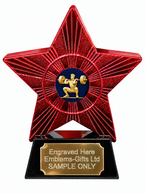 Red Superstar Weightlifting Clean Resin Trophy 140 x 125mm (A31)