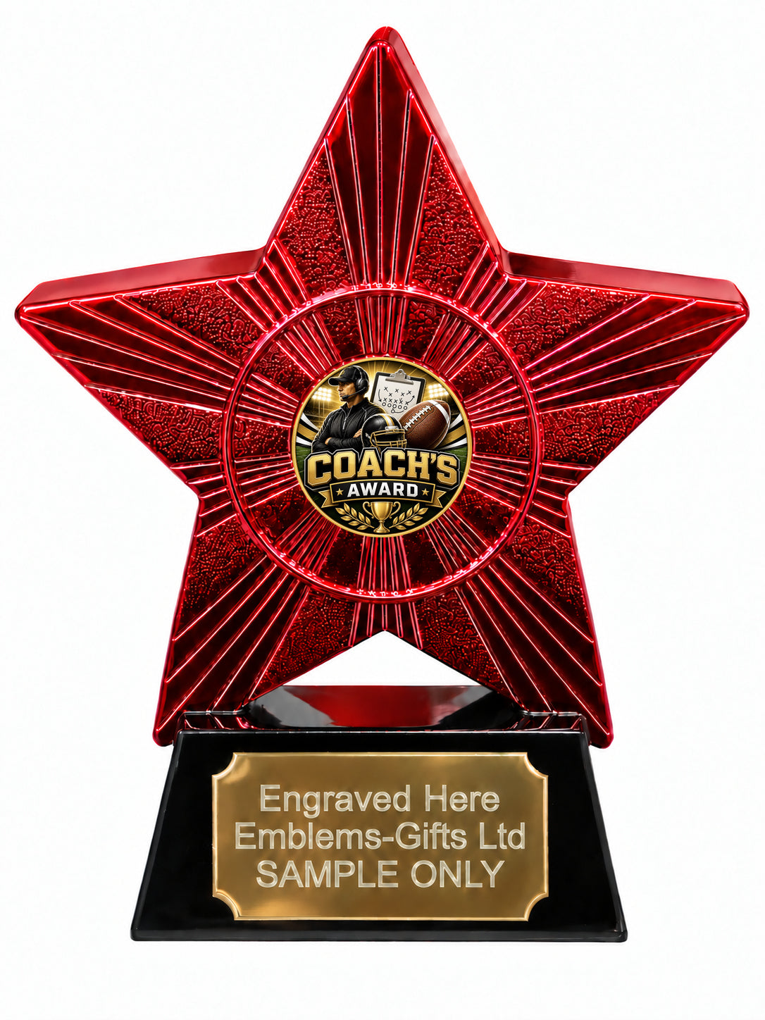 Red Superstar American Football Coach Award Resin Trophy 140 x 125mm (A31)