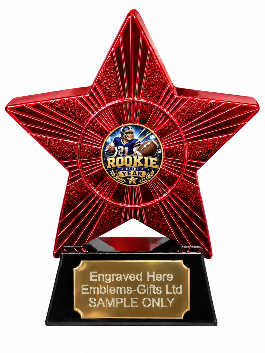 Red Superstar American Football Rookie of the Year Resin Trophy 140 x 125mm (A31)