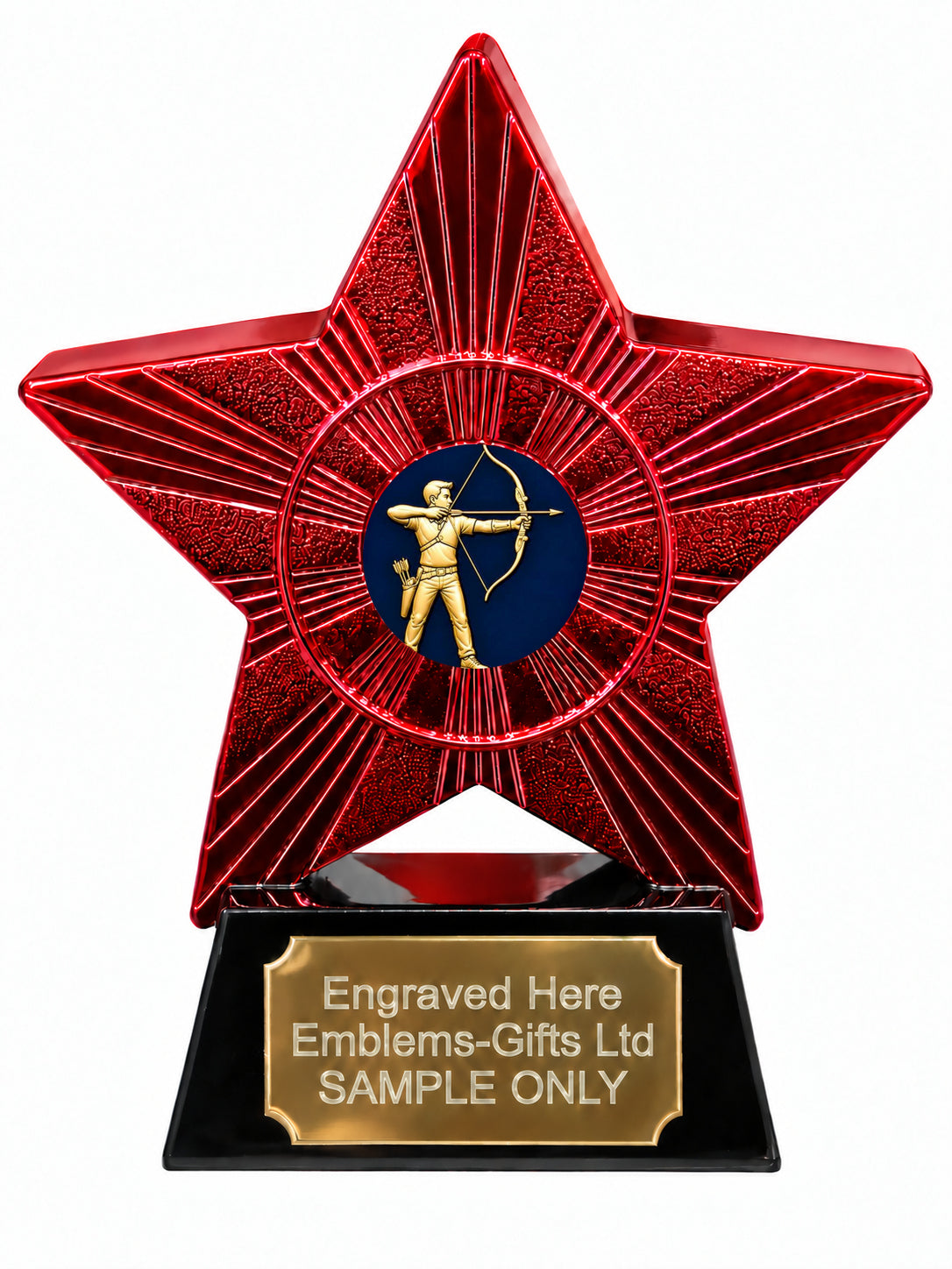 Red Superstar Archery Gold and Navy Resin Trophy 140 x 125mm (A31)