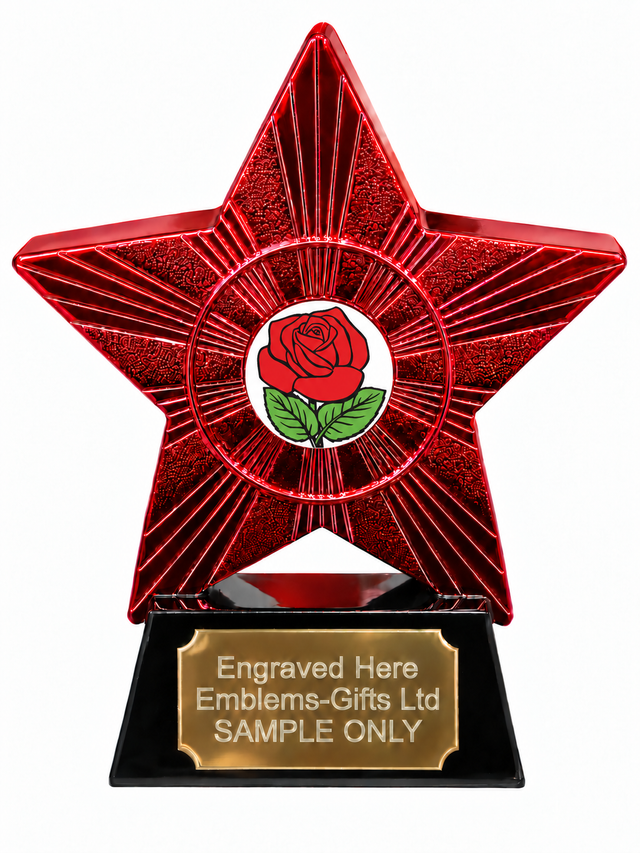 Red Superstar Red Rose Resin Trophy 140 x 125mm (A4)