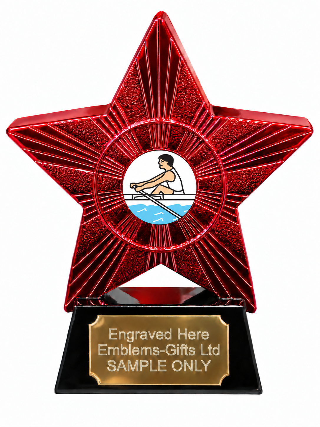 Red Superstar Male Rower Resin Trophy 140 x 125mm (A4)