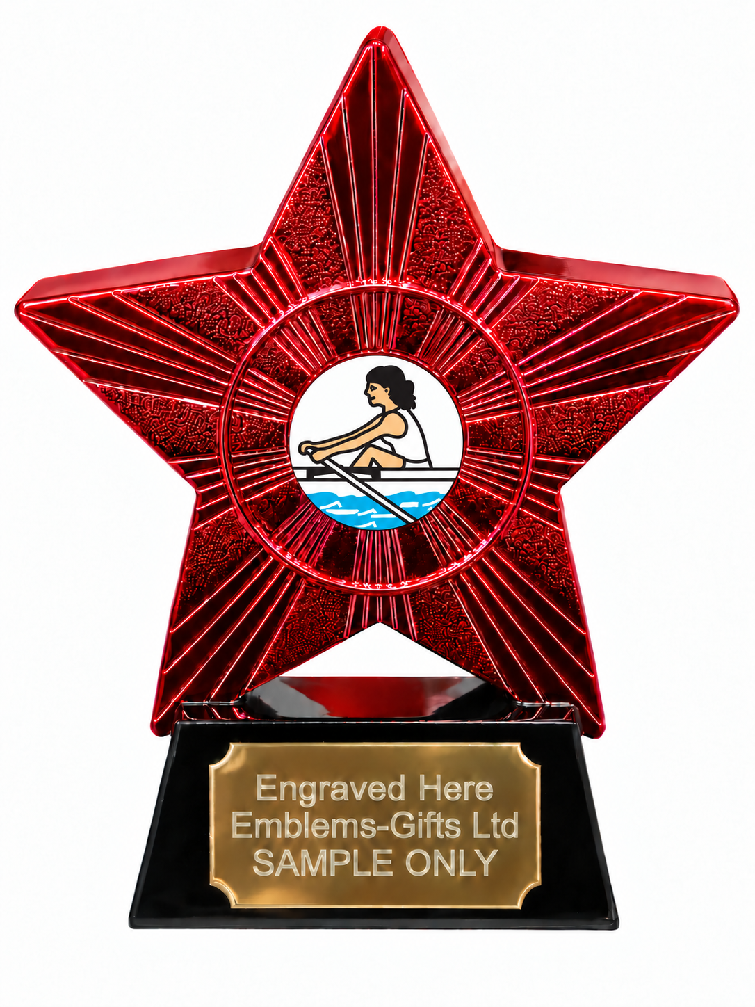 Red Superstar Female Rower Resin Trophy 140 x 125mm (A4)