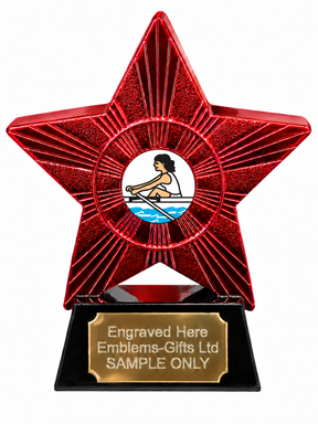 Red Superstar Female Rower Resin Trophy 140 x 125mm (A4)