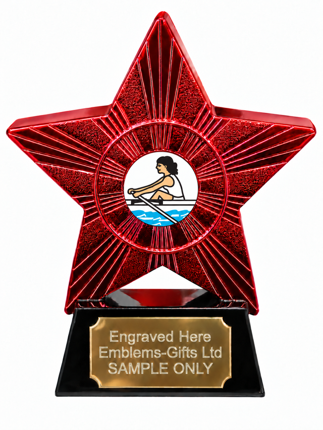 Red Superstar Female Rower Resin Trophy 140 x 125mm (A4)