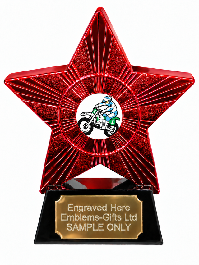 Red Superstar Motocross Rider Resin Trophy 140 x 125mm (A4)