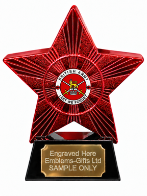 Red Superstar British Army Lest We Forget Resin Trophy 140 x 125mm (A4)