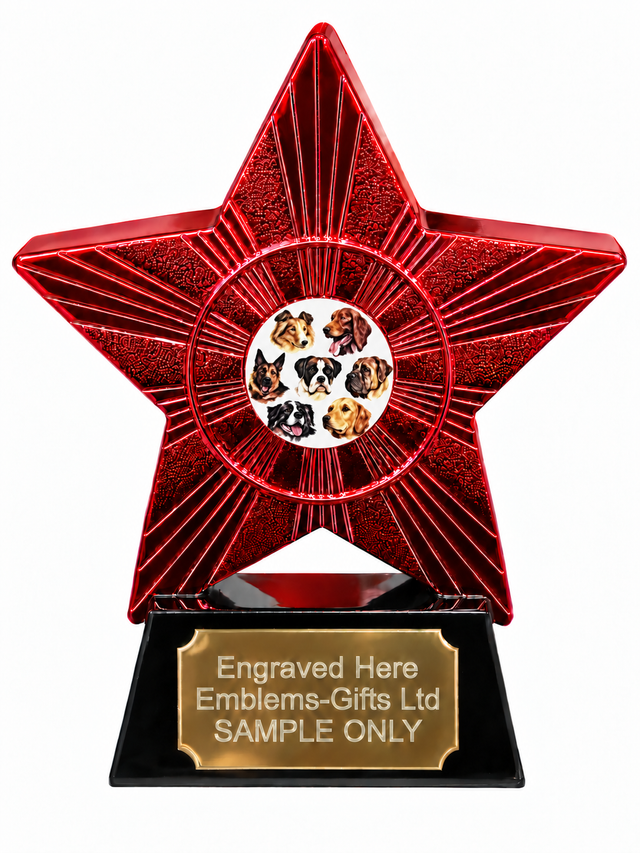 Red Superstar Dog Breeds Resin Trophy 140 x 125mm (A4)