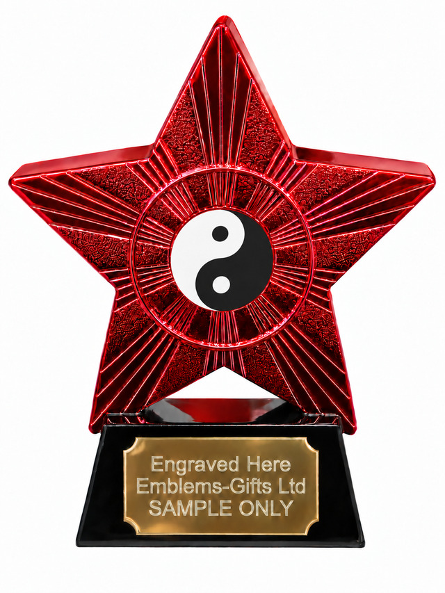 Red Superstar Yin Yang Symbol Resin Trophy 140 x 125mm (A4)