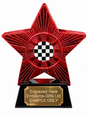 Red Superstar Black and White Chequered Resin Trophy 140 x 125mm (A4)