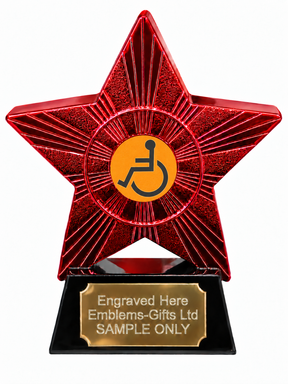Red Superstar Wheelchair Symbol Resin Trophy 140 x 125mm (A4)